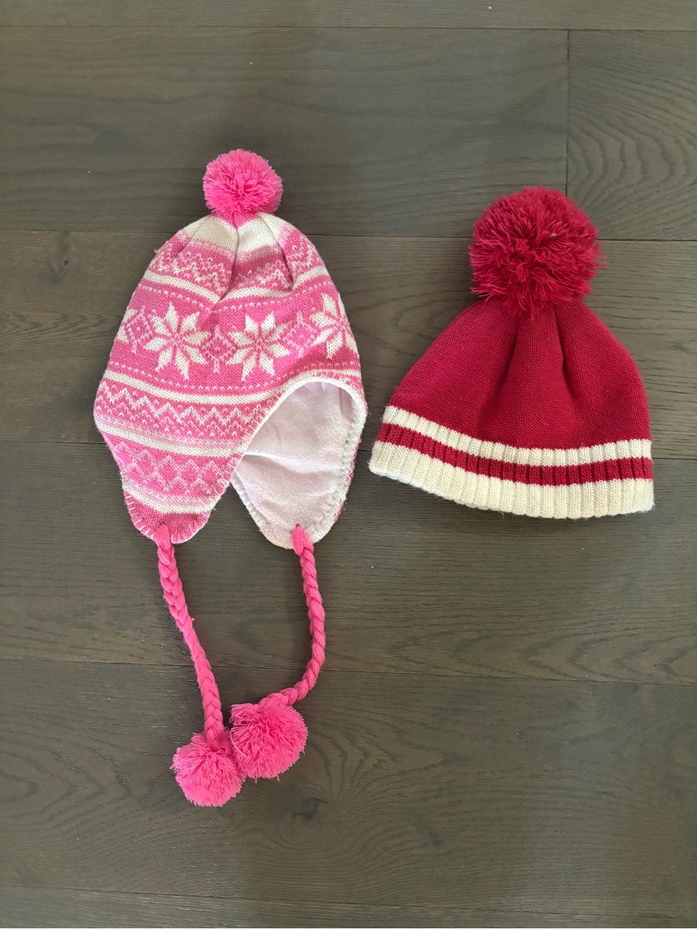 Girls pink warm winter hats both new with tags
